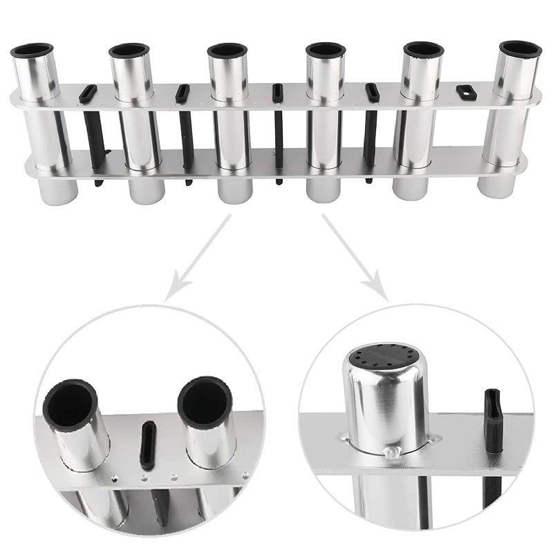 NovelBee Aluminum Alloy 6 Tubes Fishing Rod Holder for Boat Yacht - Image 1